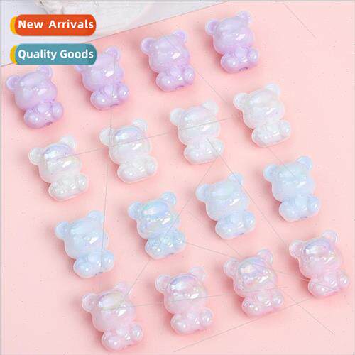 Cute mini acrylic color-plated bear beads loose beads DIY ha