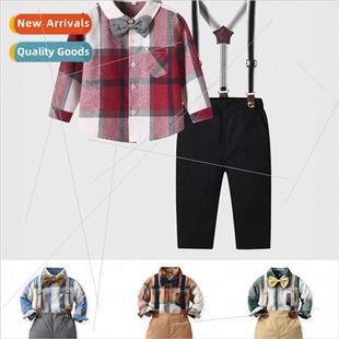 single breasted long Childrens lapel plaid sleeved cardi bow