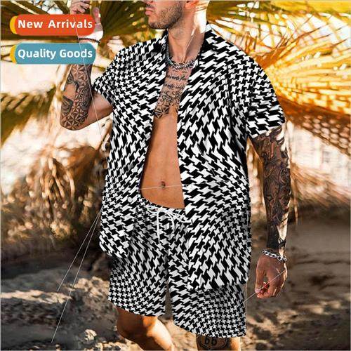 Summer new mens shirt suit 3D personalized digital printing