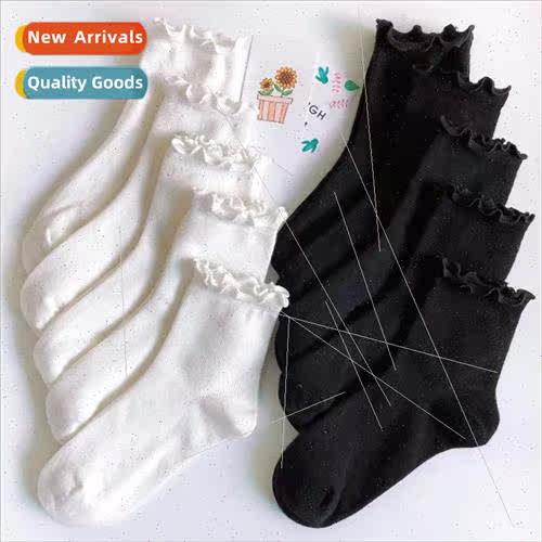 Socks womens fall and winter Japanese wooden ear edge female