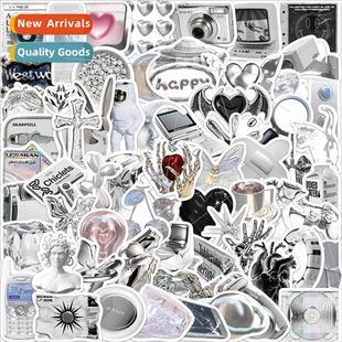 silver graffiti stickers 66pcs guitar simple luggage Ins
