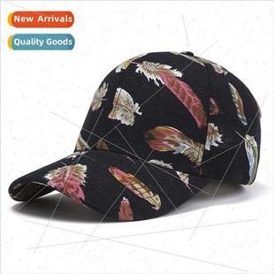duck outd the male cap tongue feather printed new Korean