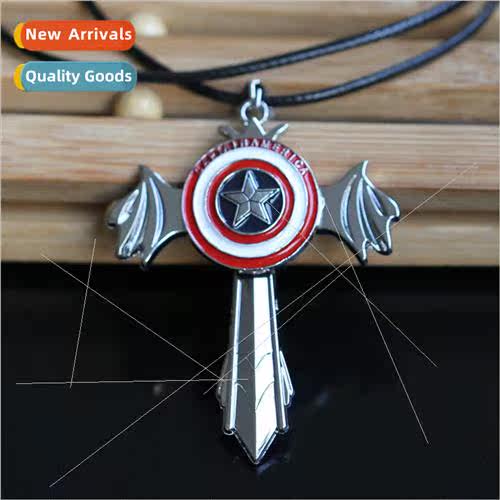 Movie Captain America Alloy Necklace Turnable Pendant New St