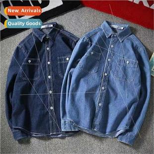 long sleeved casual retro loo fall denim mens Japanese shirt