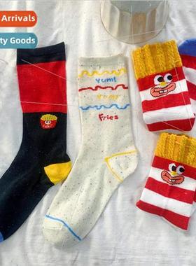 French fries socks womens fall and winter cute Japanese hund