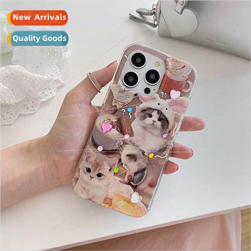 Cute cute pet kitten 14ProMax drilling iPhone 13 phone case