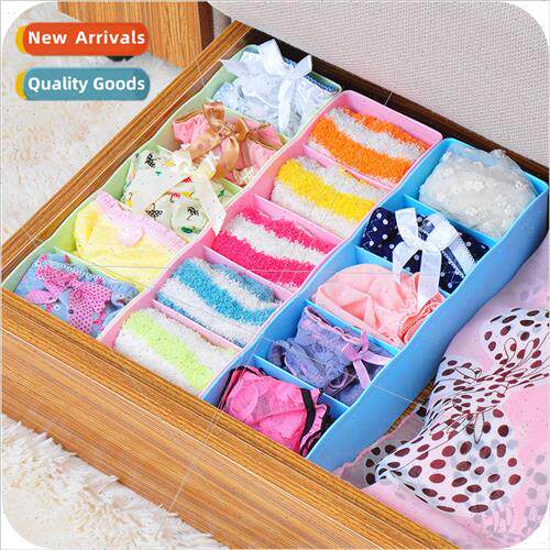 Candy color five compartments underwear organizer plastic cl