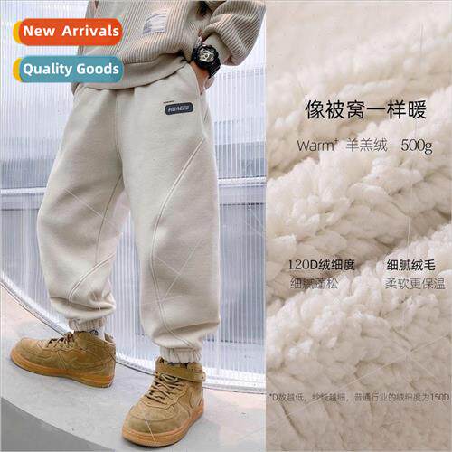Boys padded pants all-in-one fleece 2023 new big boys winter