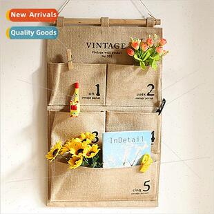 zakka jute jewelry storage hanging bag home wall hanging org