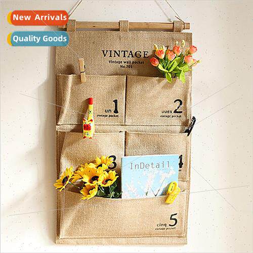 zakka jute jewelry storage hanging bag home wall hanging org