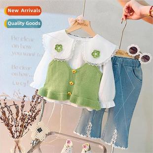 new fall knitted ves girls the clothing Korean childrens