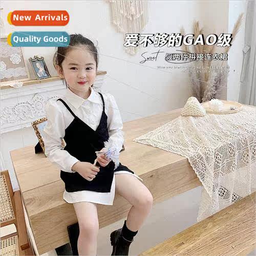 Childrens suit 2023 Korean  of the spring new girls halter v