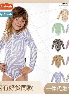 Kids Swimsuit Women Children Long Sleeve Sunscreen Swimsuit