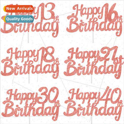 Numbers English Happy Birthday Cake Insert Rose Gold Cake In