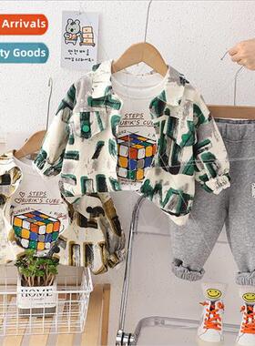 2023 spring and fall fashion boys suit cartoon Rubiks cube t