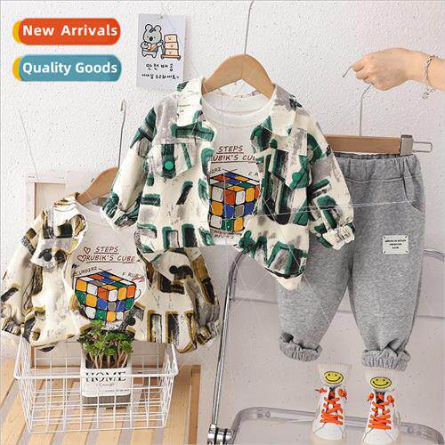 2023 spring and fall fashion boys suit cartoon Rubiks cube t