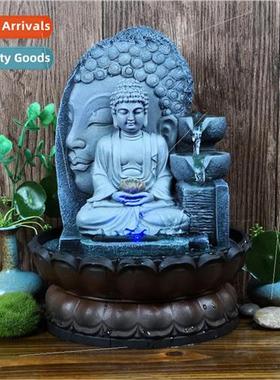 Buddha statue inviting wealth resin craft running water orna