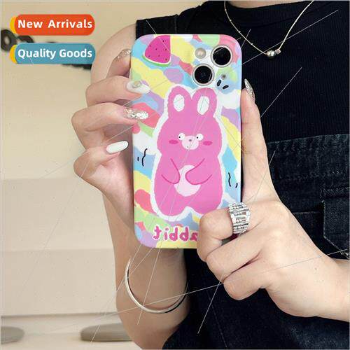 ins niche graffiti pink rabbit 13/14ProMax new iPhone 12 fem