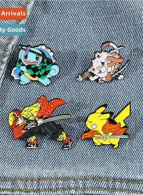 Cartoon anime characters around the metal badge ghost destro