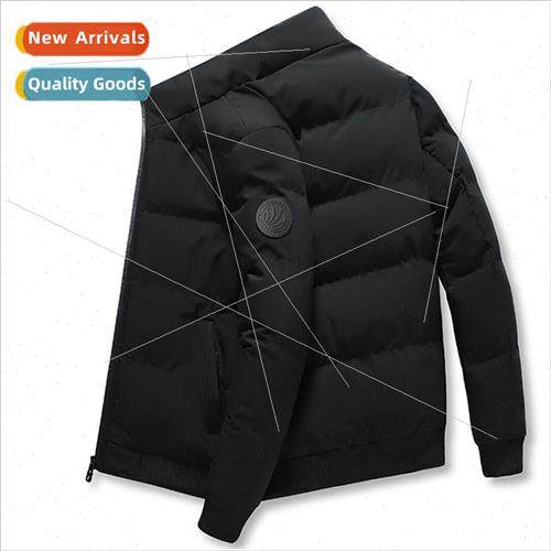 2023 Winter Mens Standing Collar Cotton Jacket Solid Color C