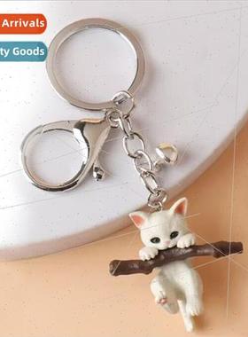 Creative cartoon branch cat keychain cute kitten doll car ke