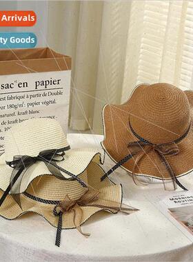 Straw hat female summer beach hat sunscreen Korean  of the v