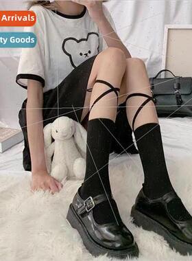Spring and Autumn ins niche design cross calf tie black mid-