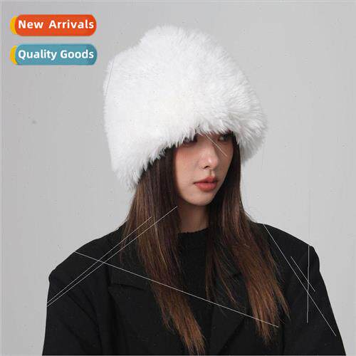 Winter plush hat warm imitation fur fisherman hat show face