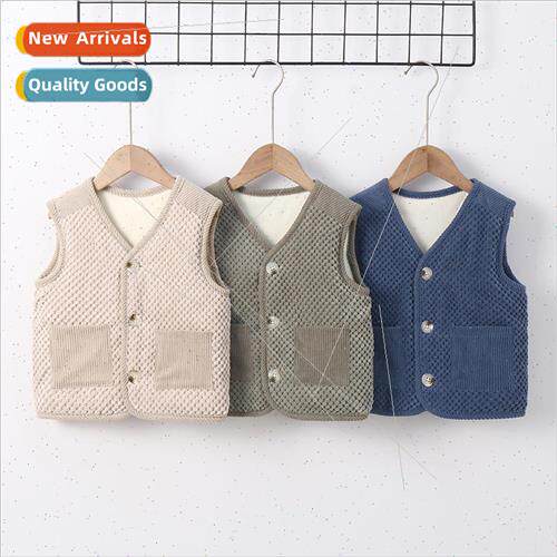 2023 Autumn and winter new childrens vest thickened bun velv