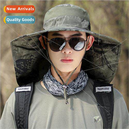 Neck protection sunscreen large brim hat men summer graffiti