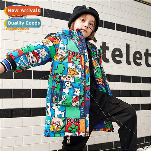 Woof team boys in long down jacket thickened white duck down