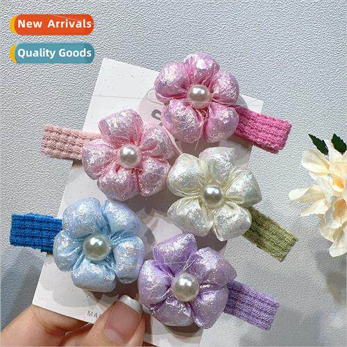 Korean  of the fabric pearl bright flash flowers small clip