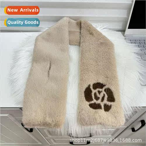 Autumn and winter scarves new flowers with cross hairy plush