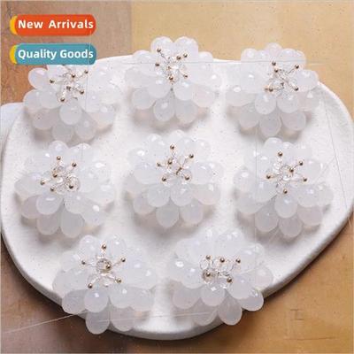 Jelly white teardrop petals double crystal flower cluster di