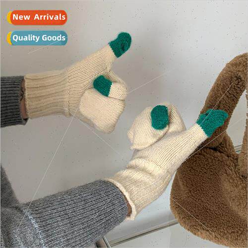 Koreas new knitted wool gloves fall and winter personality c
