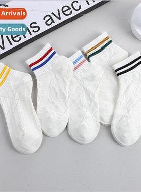 Casual white low-top socks women Korean  of the ribbed two b