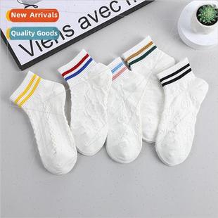 ribbed top Korean women low socks two Casual the white