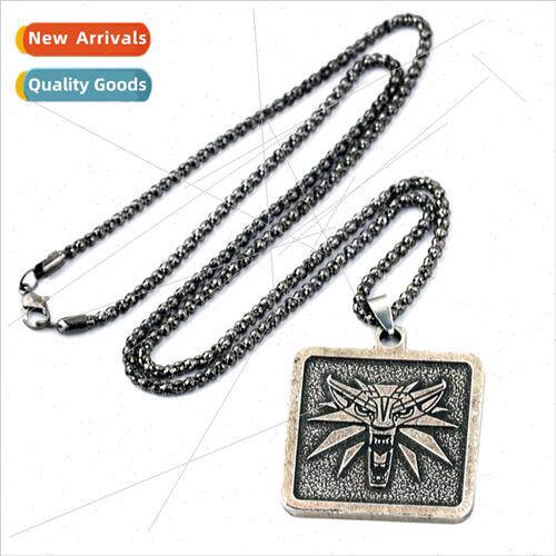 Game  necklace pendant Demon Hunter Wild Hunt pure metal wol
