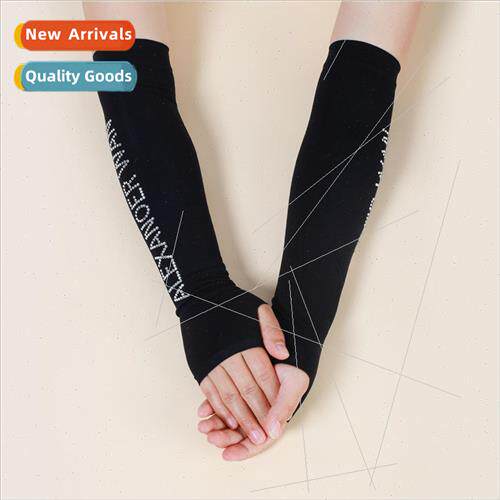 Womens Knitted with Diamond Sleeves Open Finger Gloves Long