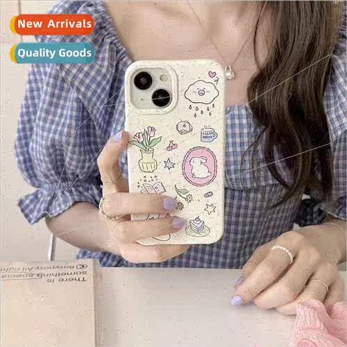 ins graffiti cartoon flowers rabbit 适用 Apple 13 Biodegrada