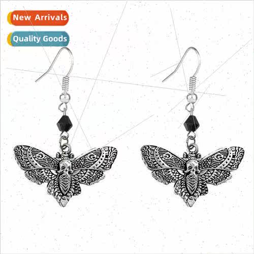 Gothic Trend Jewelry lver Skull Butterfly Earrings Personali