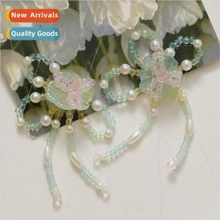 weaving acryli long flowers Rustic small pearl tassel leaves