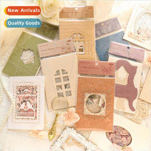 Embossed hollow special paper collage card Time Alone series