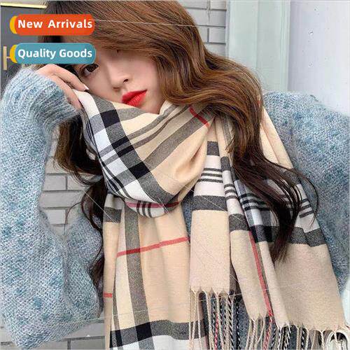 Scarf womens fall and winter  of classic British  son oversi