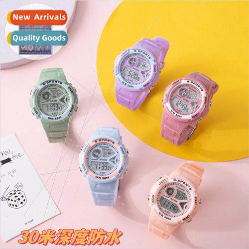 Color blocking macaron sports electronic watch multifunction