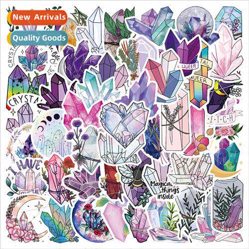 50 -repeating purple crystal graffiti stickers trolley case