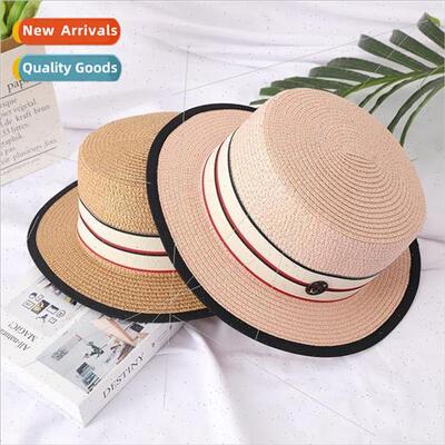 Hat female summer white flat top flat brim small bowler hat