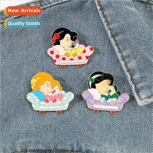 Sleeping badge metal Beauty White Snow cartoon Cute