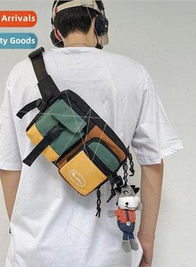 ins mens crossbody chest bag 2022 new Korean color collision
