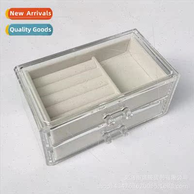 Small two draw beige tray jewelry organizer earrings jewelry
